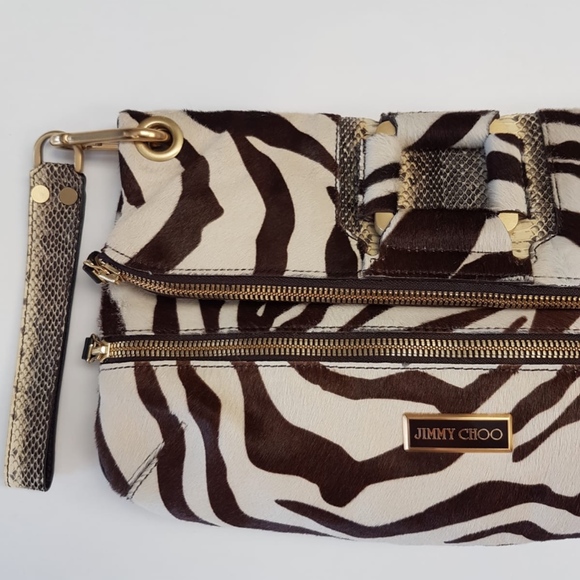 Jimmy Choo Marin Zebra Print Oversized Clutch - Picture 2 of 7